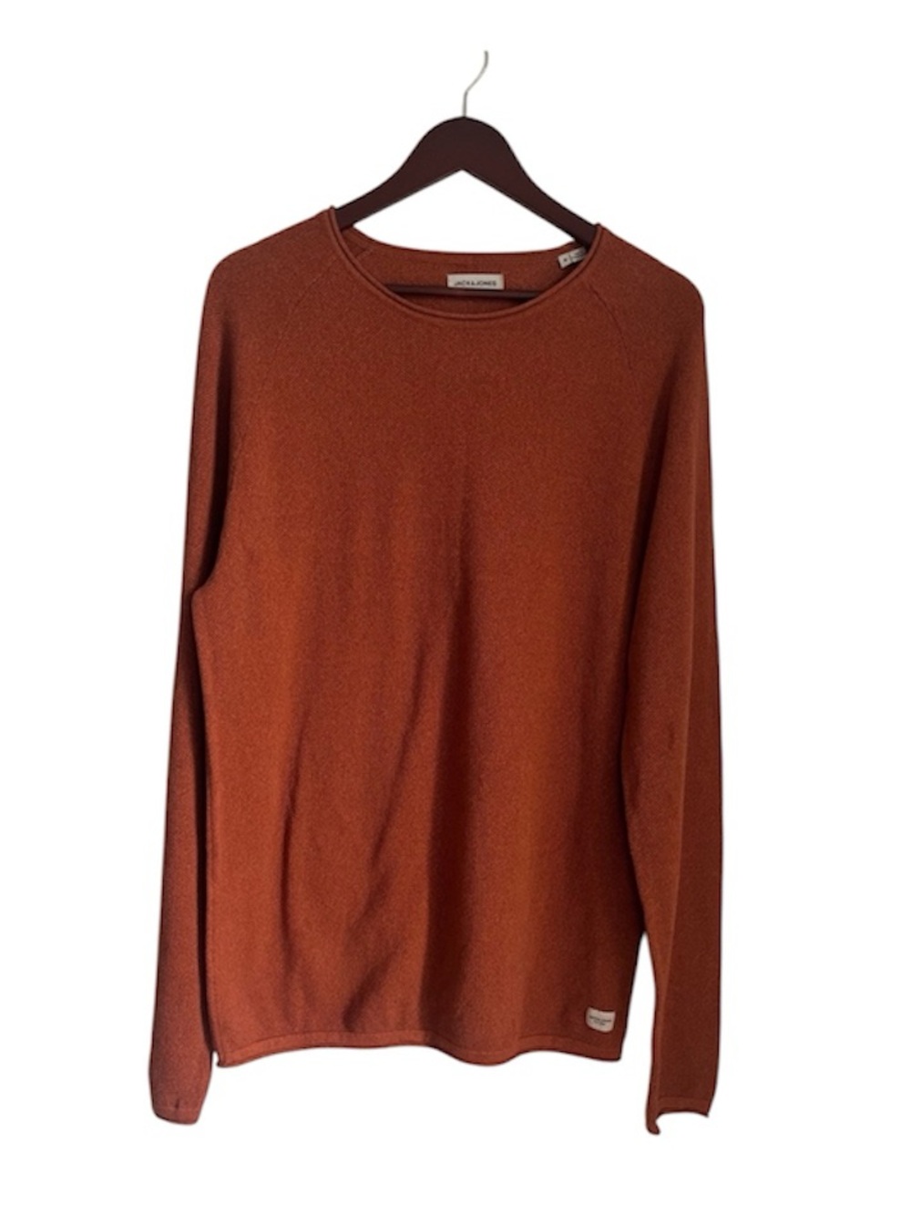 Jack & Jones Men's Rust Orange Textured Crewneck Sweater Size Small Oversized